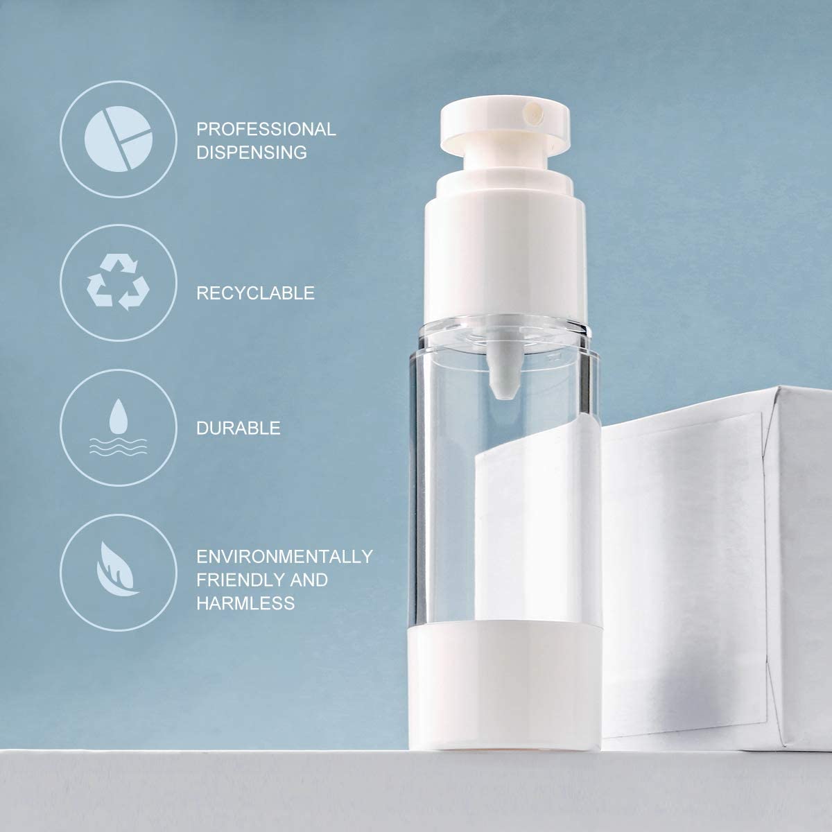 Airless Vacuum Pump Toiletry Travel Bottles, Airtight Makeup Cosmetics Refillable Plastic Dispenser Containers, Leak Proof, deal for Cream Foundation Gel Moisturizers(50ml) Airless Vacuum Pump Toiletry Travel Bottles, Airtight Makeup Cosmetics Refillable Plastic Dispenser Containers, Leak Proof, deal for Cream Foundation Gel Moisturizers(50ml)